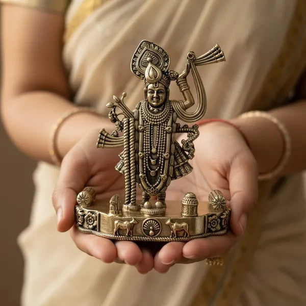 Brass Lord Shrinathji Idol 7.6 cm