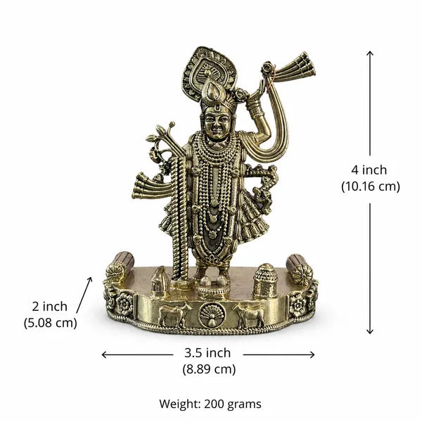 Brass Lord Shrinathji Idol 7.6 cm
