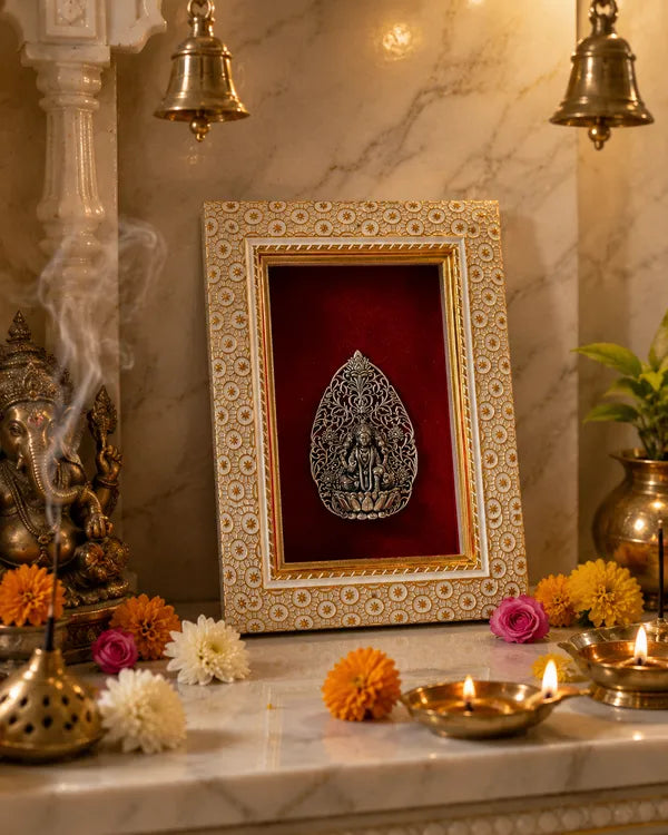 Maa Lakshmi Brass Idol Frame 20.3x15.2 cm