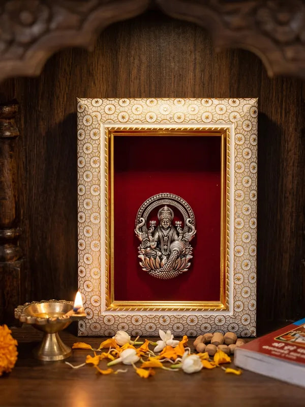 Goddess Laxmi Brass Idol Frame 20.3x15.2 cm