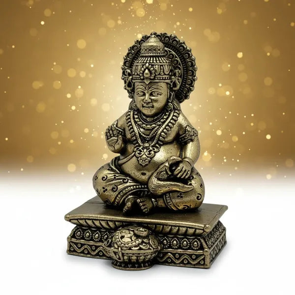 Antique Brass Finish Lord Kubera Idol 7.6 cm