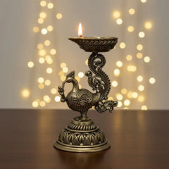 Brass Peacock Diya Stand
