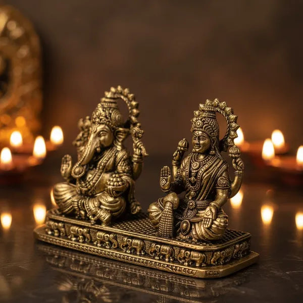 Brass Lakshmi Ganesha Idol Set