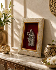 Radha Krishna Brass Idol Frame 20.3x15.2 cm