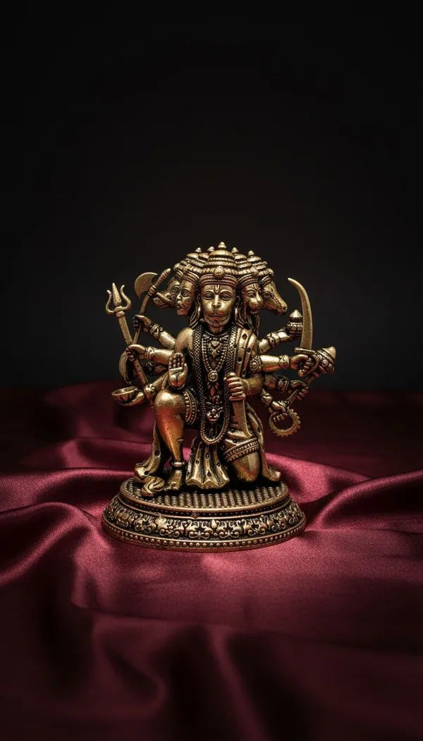 Brass Panchmukhi Hanuman Idol 7.6 cm