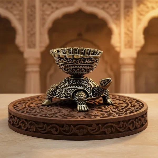 Brass Decorative Turtle Diya Oil Lamp