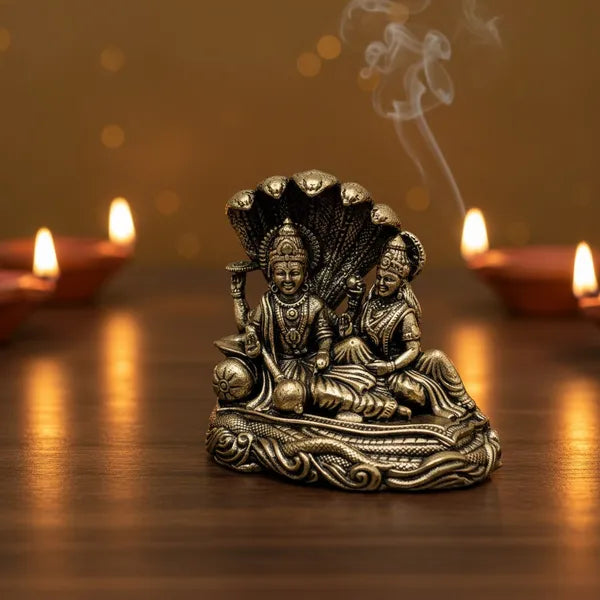 Brass Lakshmi Vishnu Idol On Sheshnag 5.1 cm