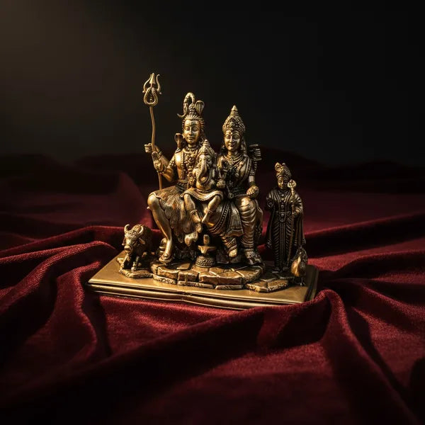 Brass Shiv Parivar With Nandi Idol 11.4 cm