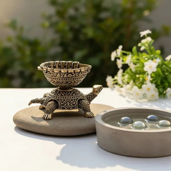 Brass Decorative Turtle Diya Oil Lamp