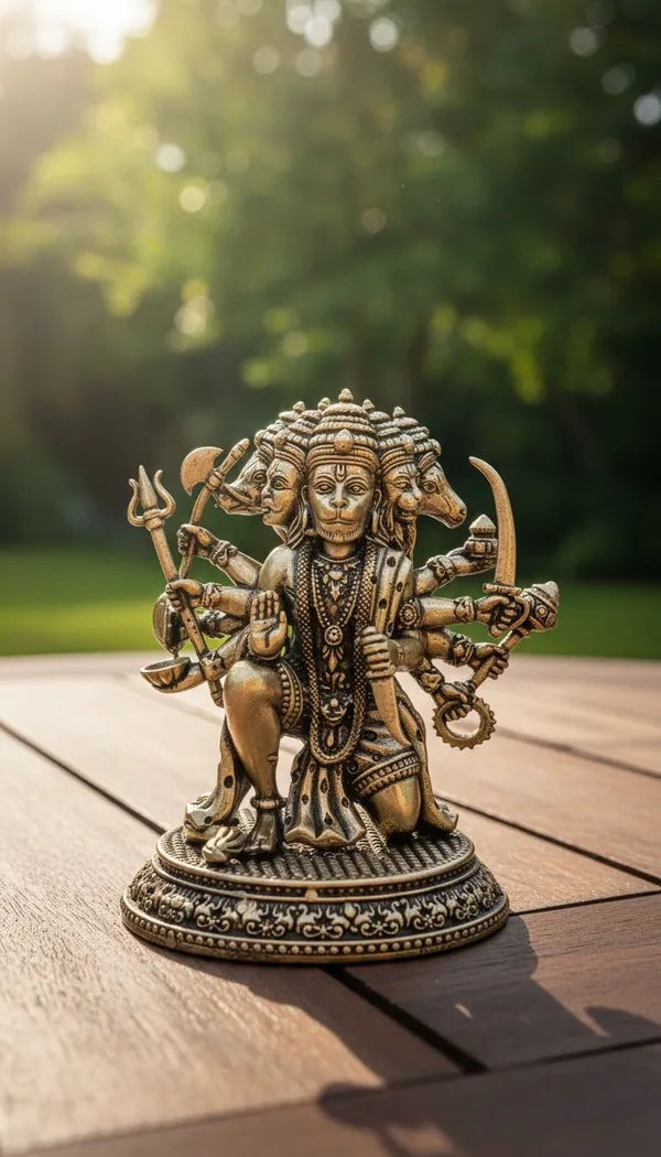 Brass Panchmukhi Hanuman Idol 7.6 cm