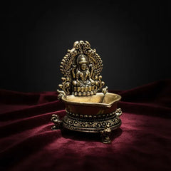 Brass Goddess Lakshmi Diya with Ornate Prabhavali 7.6 cm