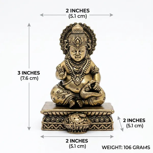 Antique Brass Finish Lord Kubera Idol 7.6 cm