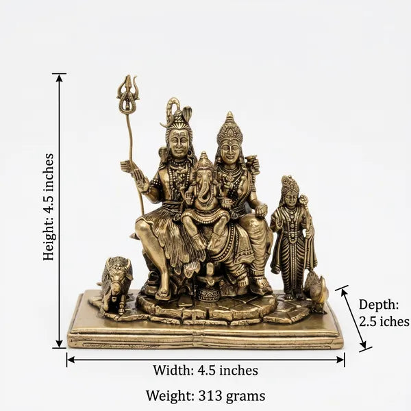 Brass Shiv Parivar With Nandi Idol 11.4 cm