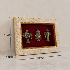 Lord Venkatesh With Shankh and Chakra Brass Idol Frame Silver Plated 8 x 6 inch