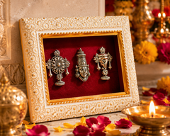 Lord Venkatesh With Shankh and Chakra Brass Idol Frame Silver Plated 8 x 6 inch