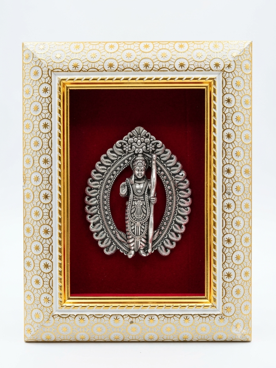 Lord Ram Brass Idol Frame Silver Plated 8 x 6 inch