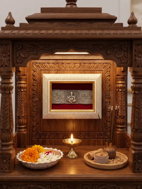 Lord Ganesha Shubh Labh Brass Idol Frame 20.3x15.2 cm