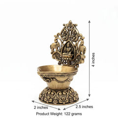 Brass Antique Finish Diya with Decorative Backplate